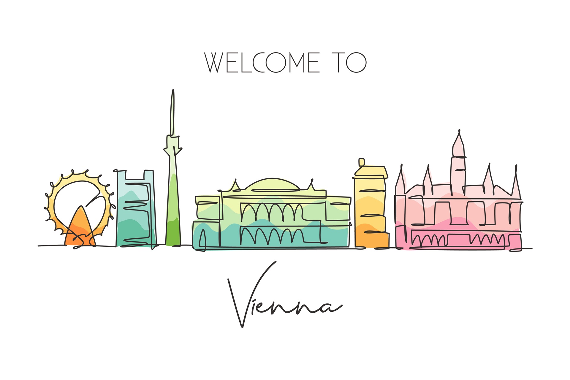 Willkommensillustration mit Wiener Skyline | Escort Wien